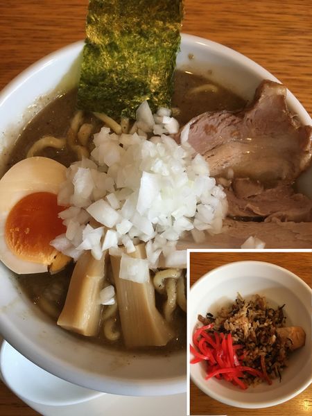 「煮干どろそば並650円＋味付玉子ハーフ50円」@煮干そば とみ田の写真