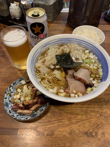 「ワンタンメン 900円 缶ビール 400円」@麺屋 悠の写真