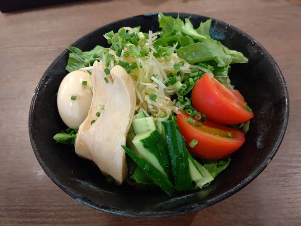 「冷やしサラダ麺(並盛・中華ドレッシング)980円」@らーめんや なかじゅう亭 高崎オーパ店の写真