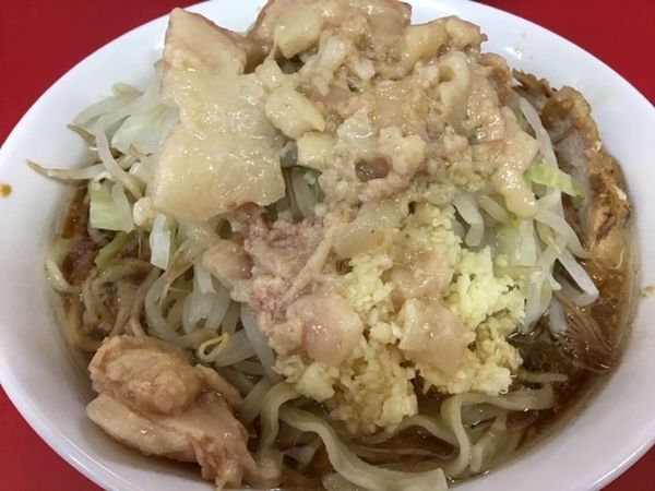 「小ラーメン(麺少なめ)750円ニンニク脂」@ラーメン二郎 茨城守谷店の写真