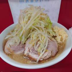 小ラーメン麺半分、野菜ニンニクましまし、ショウガ