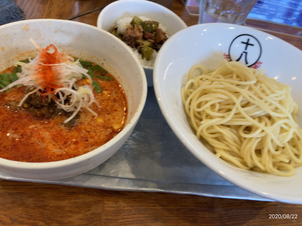 「冷やし坦々つけ麺赤」@十八製麺の写真