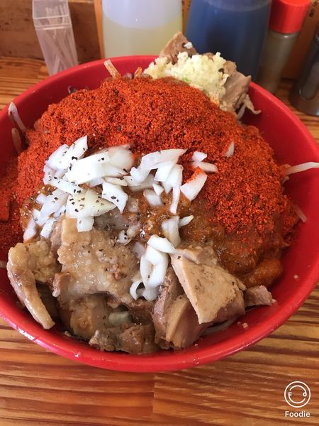 「ぶた入り赤道ラーメンスープ抜き全マシ」@にかいやの写真