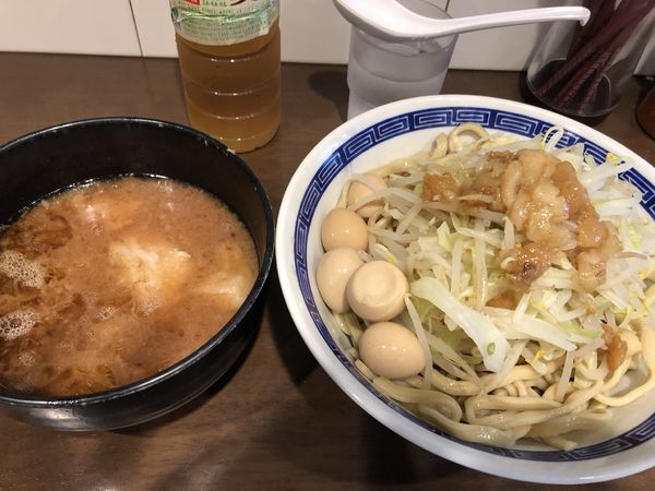 「えびつけ麺ニンニク少しアブラマシうずら」@ラーメン ゼンゼンの写真