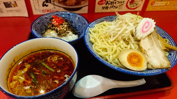 「限定/旨辛つけめん+ランチAセット」@ちゃーしゅうや武蔵 イオンモール日の出店の写真