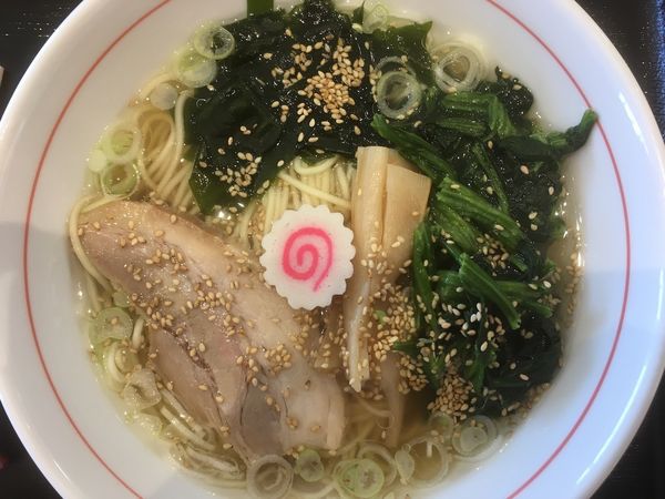 「塩ラーメン 680円（ほうれん草+110円）」@日立中華そば むじゃき食堂の写真