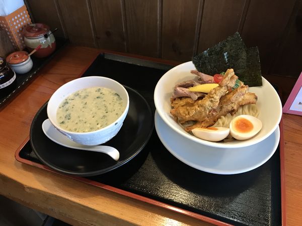 「豆腐とモロヘイヤのすり流し冷しつけ麺」@麺創 なな家の写真
