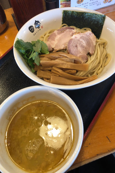 「つけめん + メンマ」@中華そば 田家 本店の写真