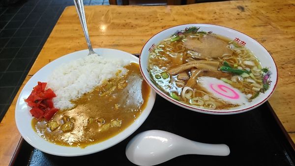 「半カレー＋中華そば」@ほそ島やの写真