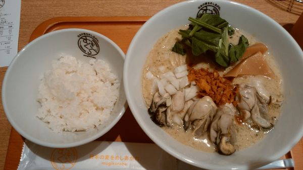 「【五ノ神製作所】牡蠣カレーらーめん牡蠣まし〆ライス¥1400」@むぎくらべの写真