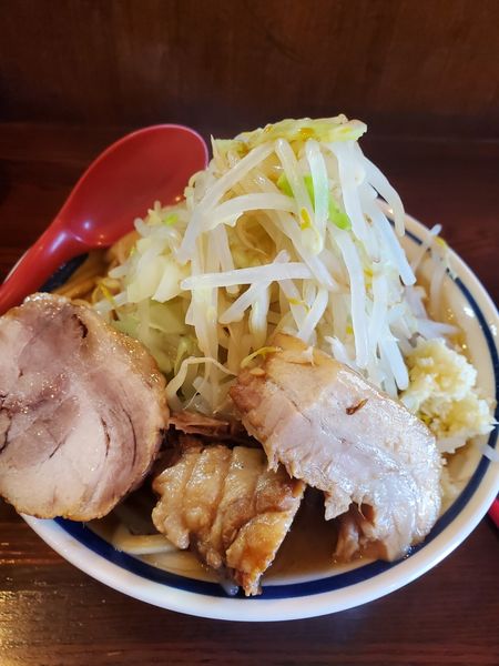 「ラーメンやわらかめ　ニンニク少しヤサイ」@らーめんABURA坊の写真