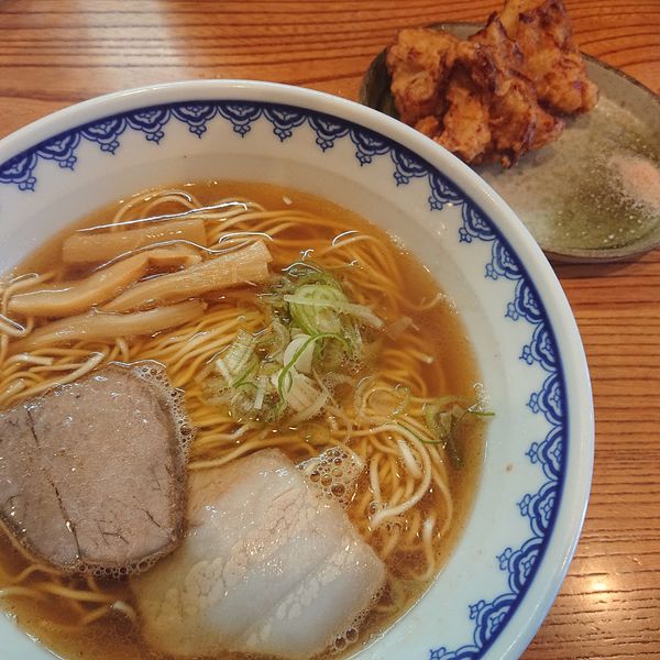「中華そば(並)693円、唐揚げ3ヶ385円」@宮川中華そばの写真