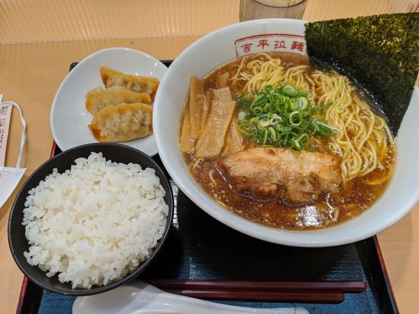 「吉平らーめん　揚餃子セット880円+大盛り100円」@吉平らーめん 御在所SA店の写真