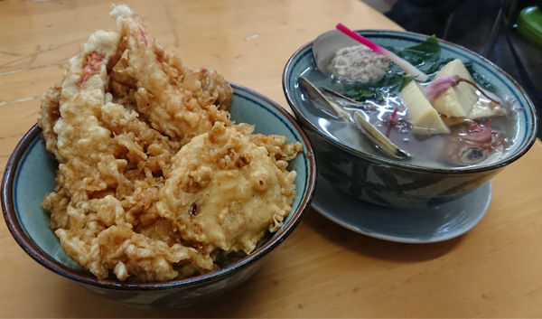 「【限定卯月】朝堀り若竹潮香るB活炊き大蛤2個＋大海老天丼」@MENYA 食い味の道有楽の写真