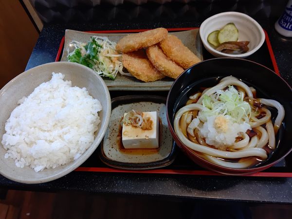 「ハムかつ定食(冷たいうどん)650円」@葉花テイクうどんの写真