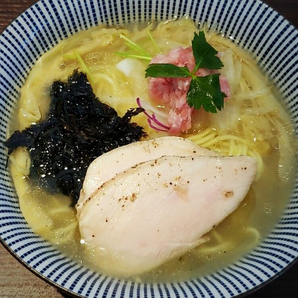 「本日の魚介そば「本マグロ」９３０円 ＋ マグロ専用追い飯」@旬菜麺屋 雅流の写真