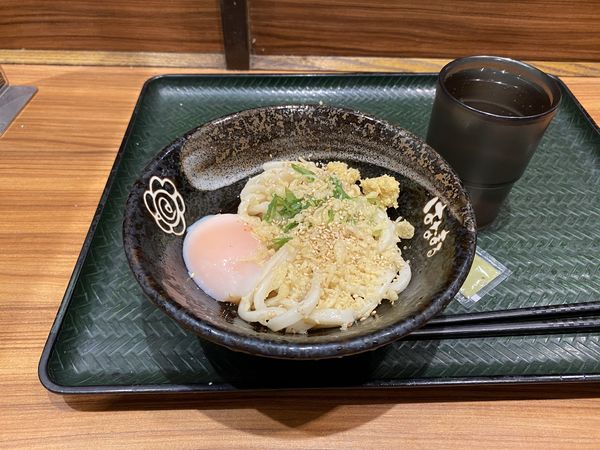 「冷やし温玉ぶっかけうどん329円」@はなまるうどん 新宿甲州街道店の写真