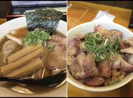 「葉月特ワンタン麺大盛メンマ増し＋肉飯」@らぁめん 葉月の写真