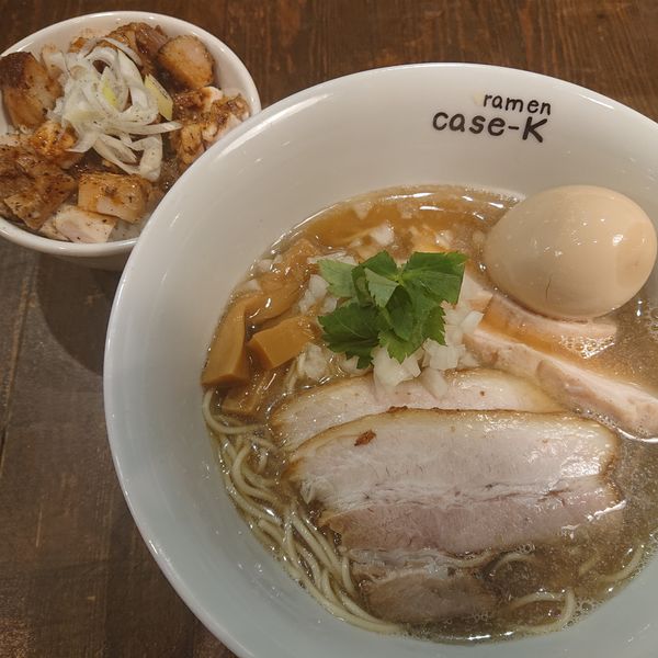 「特製煮干しそば980円チャーシューご飯200円和え玉200円」@ramen case-Kの写真