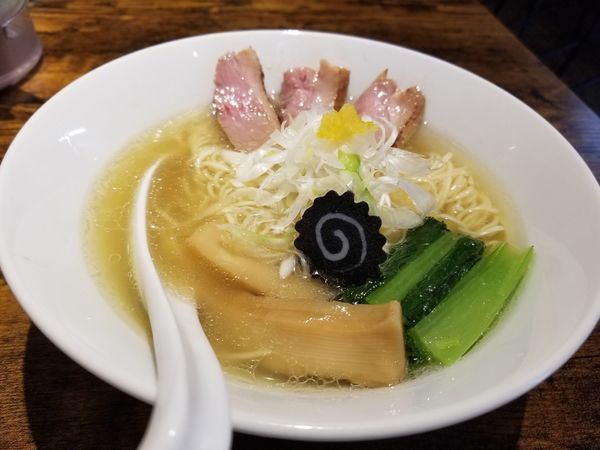 「鴨塩　800円+追い玉（醤油）200円」@麺屋 上々の写真