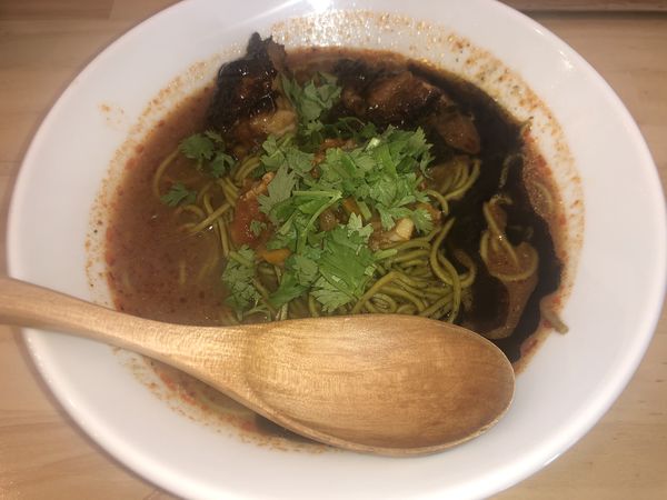 「チリトマラーメン・モリンガ麺（850円）」@チリトマラーメン THANKの写真