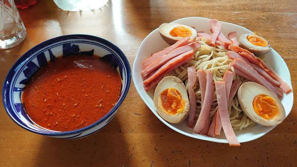 「【限定】冷し辛つけそば 700円（お土産）」@中華そば専門 とんちぼの写真