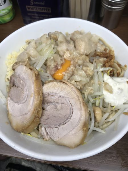 「汁なし小(ニンニクマシ・アブラマシ・アレ)」@ラーメン二郎 横浜関内店の写真