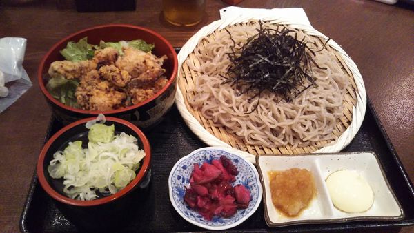 「そばセット 鶏の唐揚丼 そば大盛」@青山がらり つくば店の写真
