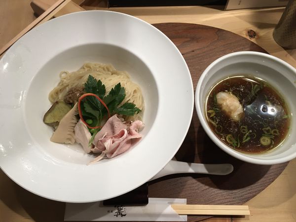 「鶏とポルチーニ茸の醤油つけsoba」@銀座 篝 本店の写真