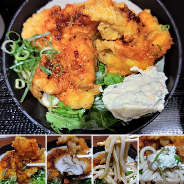 「赤タル鶏天ぶっかけ(辛/冷/並)  800円」@丸亀製麺 浅草ROX店の写真