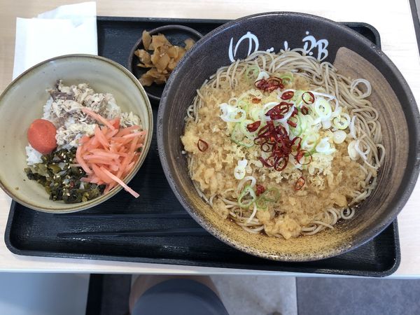 「朝定食鯖ごはん+温蕎麦大盛セット　380円」@ゆで太郎 入間宮寺店の写真