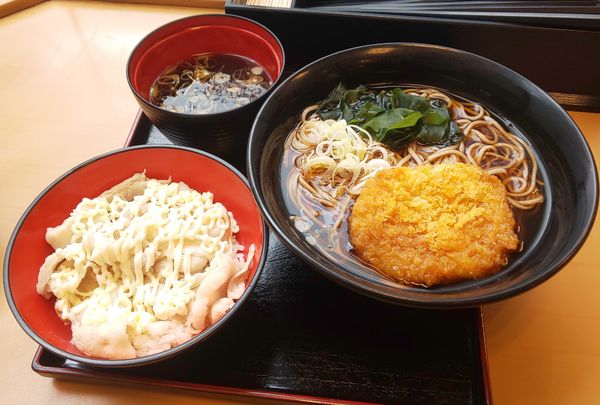 「コロッケそば+ミニ豚マヨ丼」@名代 富士そば お茶の水店の写真