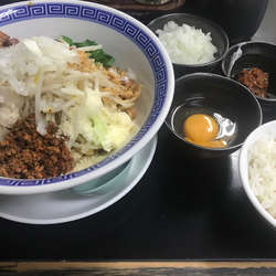 まぜそば女子盛り＋やくみ、半ライス