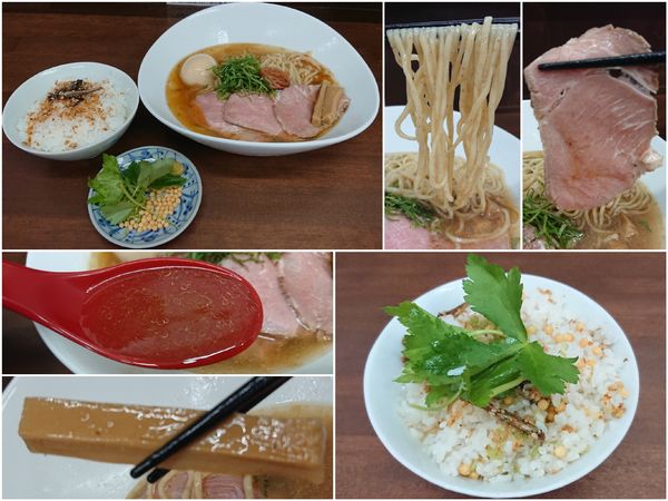 「【限定】鰯節の冷たい梅塩らぁめん＋ローポー2枚＋茶づけセット」@4代目松屋食堂の写真