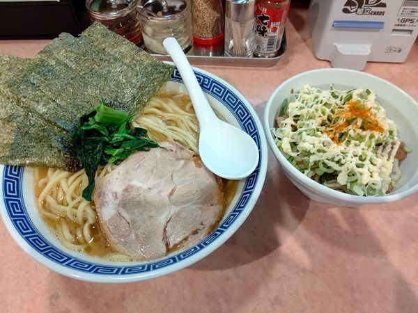 「ラーメン(中盛)790円→500円＋豚マヨ丼300円」@豚骨醤油家系ラーメン 達磨堂の写真