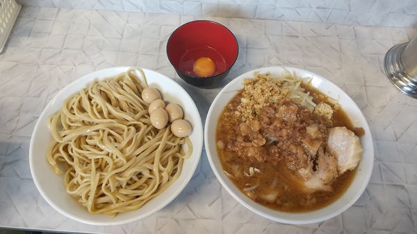 「つけめん(850円)+生姜+うずら+卵」@麺屋 歩夢 金沢八景店の写真