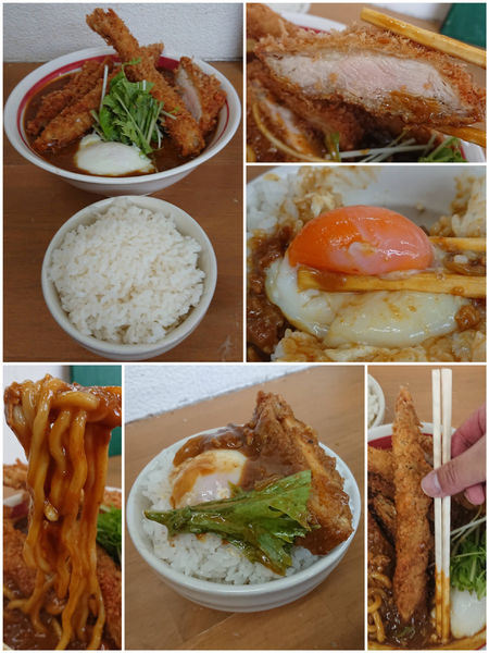 「【限定 長月】カレーぶっかけ 大海老フライ乗せB＋赤鶏ハーフカツ」@MENYA 食い味の道有楽の写真