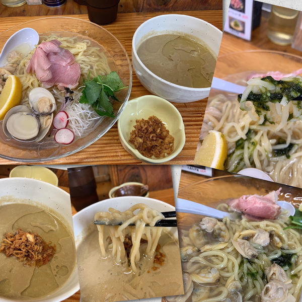 「【限定】冷たい貝そば　温かいあさりのつけ汁付き1000円」@中華そば よしかわの写真