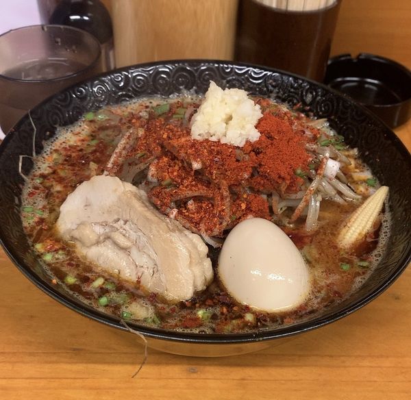 「蠍味玉ラーメン 辛さ増し増し痺れ増し増しもやし増し」@Japanese soba Noodles 蠍の写真
