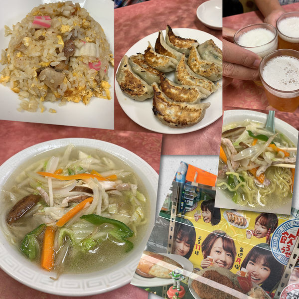 「半タンメン580円＋餃子＋ビール＋半チャーハン」@中華 かさまの写真