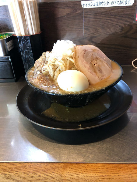 「濃厚味噌タンメン揚げチャー+肉マシ(バラチャー)+ゆで玉子」@波風タテヲの写真