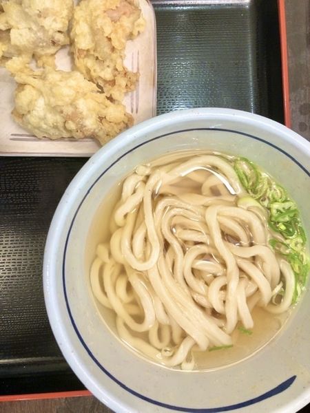 「温並かけ+とり天 450円」@おにやんま 新橋店の写真