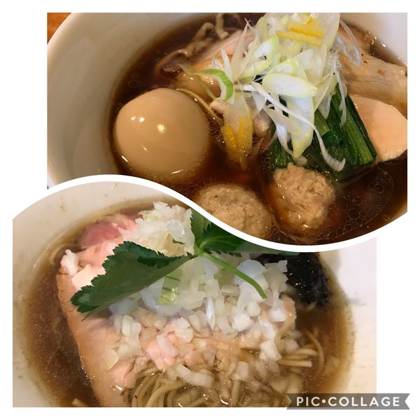 「白と黒の煮干しそば　中華そば+味玉」@中華蕎麦 はざまの写真