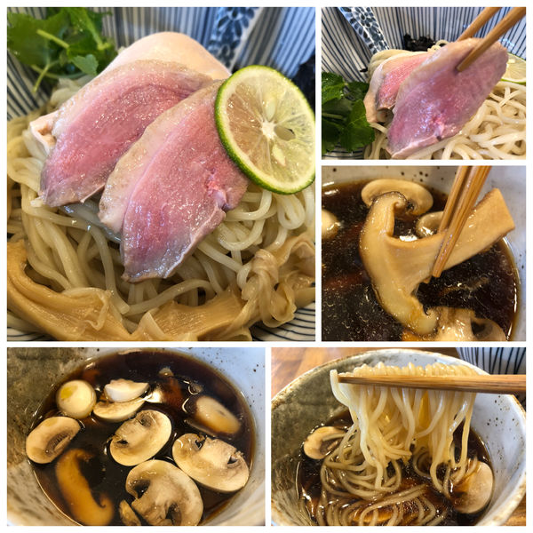 「【限定】鴨肉とキノコのつけそば 1000円」@中華そば きなりの写真