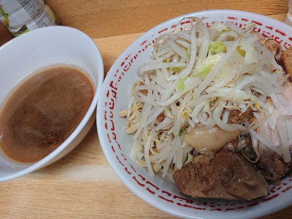 「うぐいすつけ麺 ＋豚」@ラーメン二郎 環七新新代田店の写真