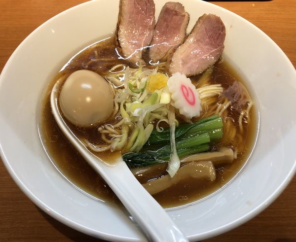 「鴨醤油味玉(900円)」@麺屋 上々の写真