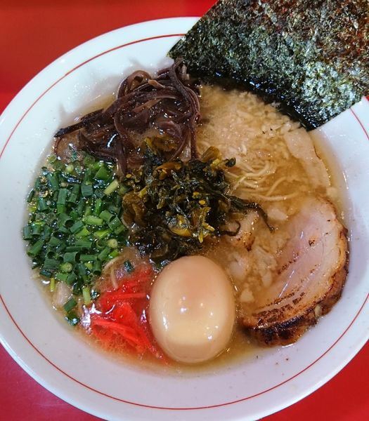 「らん・らん(限定)＋高菜、味玉、替え玉」@蒙麺 火の豚の写真