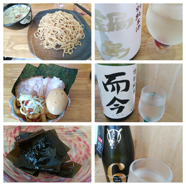 「特製つけそば+日本酒 鍋島 No.6 而今」@中華そば専門 とんちぼの写真