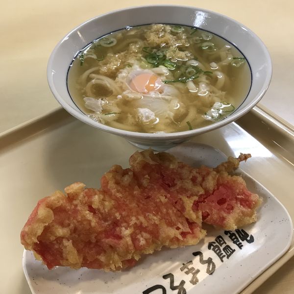「月見（￥270）＋紅生姜天（￥90）※」@麺の庄 つるまる 西本町店の写真