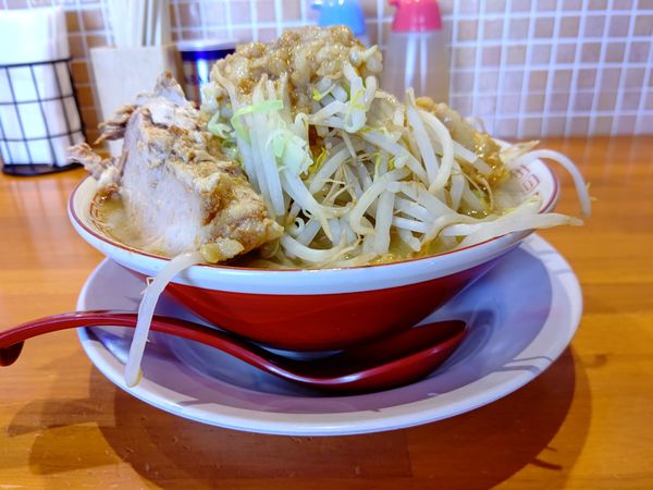 「ミニらーめん(並盛・150g・全マシ)750円」@らーめん たん二郎の写真